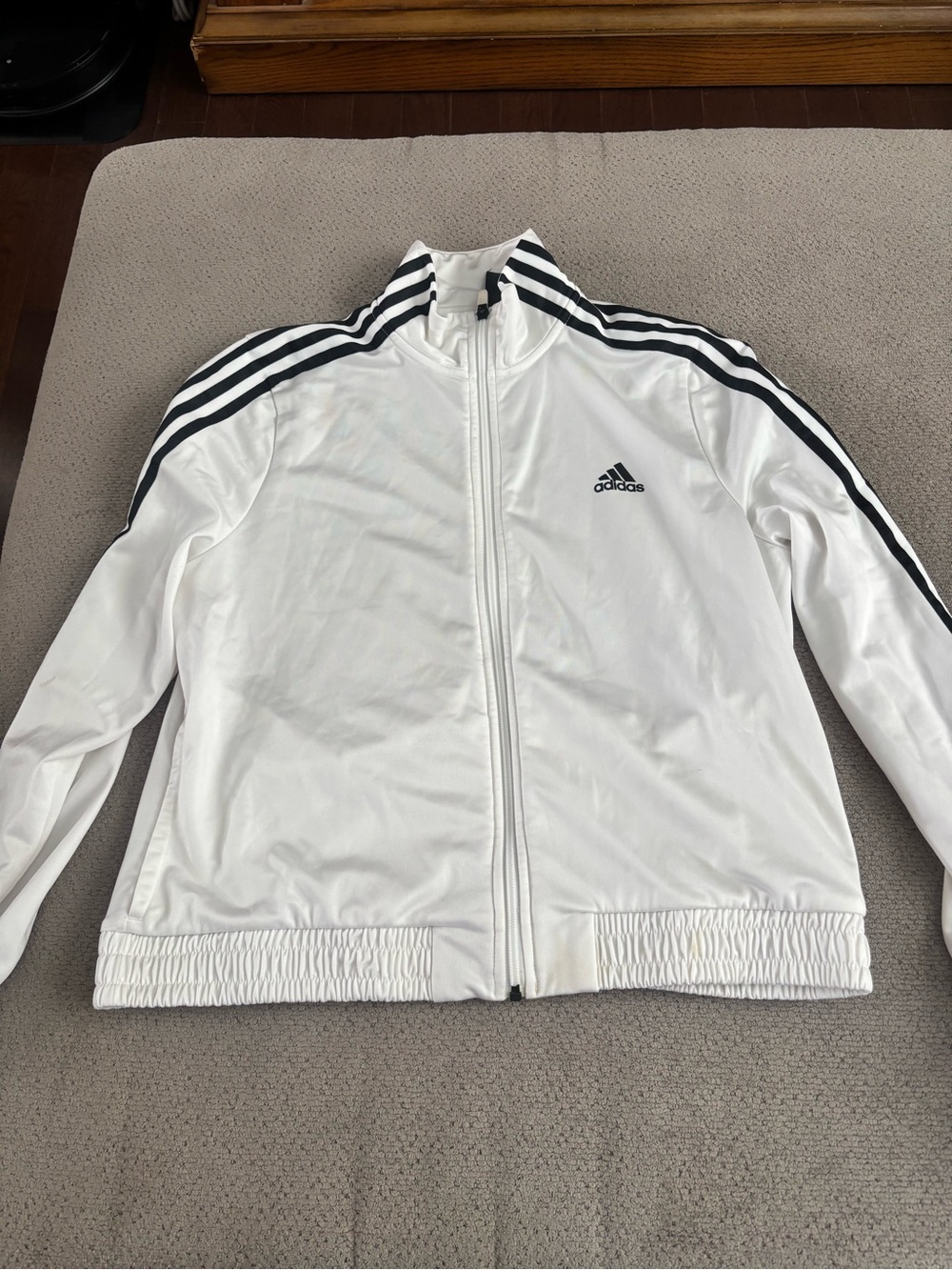 adidas White Lightweight Track Jacket with Black Stripes